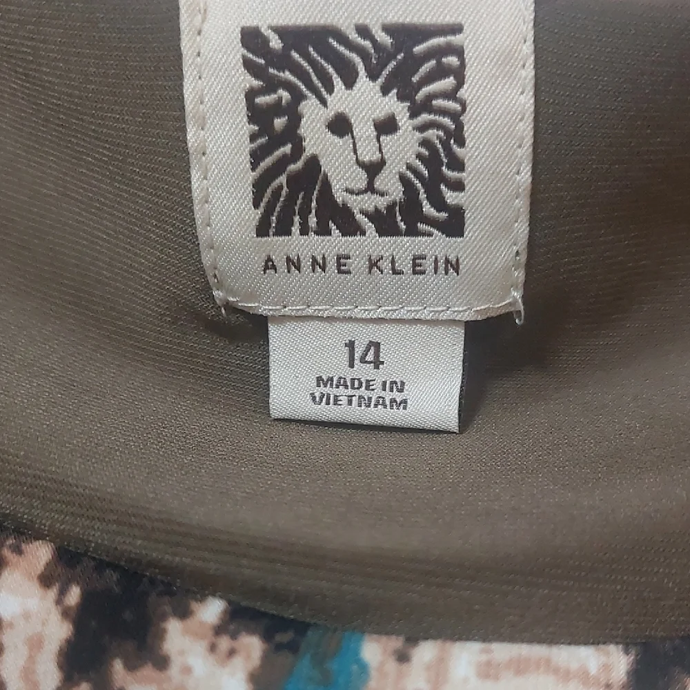 Anne Klein, Size 14, Black,Teal and Tan Dress - Picture 2 of 8